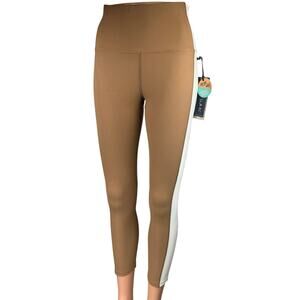 NEW Kyodan Brown White Colorblock Skinny Athletic Leggings Trousers Pants Size M